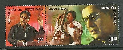 India 2014 Jagjit Singh ´Ghazal King´ Singer Musical Instrument Se-Tenant MNH