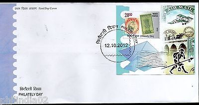 India 2012 Philately Day Stamp on Stamp QV Head Inverted Air Mail M/s on FDC