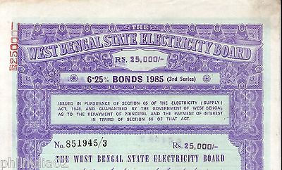 India 1985 West Bengal State Electricity Bonds 3rd Series Rs. 25000 # 10345R