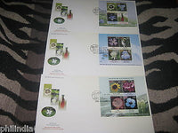 India 2013 Wild Flowers of India Lily Sunflowers Poppy Set of 3 M/s on FDCs