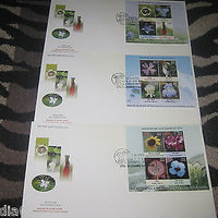 India 2013 Wild Flowers of India Lily Sunflowers Poppy Set of 3 M/s on FDCs