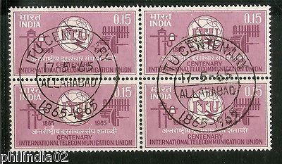 India 1965 Telecommunication Union ITU Blk4 MNH with First Day Cancelled # 1743