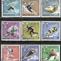 South Arabia - Mahara State 1968 Winter Olympic Games Skiing 9v Cancelled # 12914a