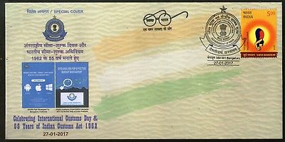 India 2017 Int'al Customs Day & Act Customs & Central Excise Special Cover#18283