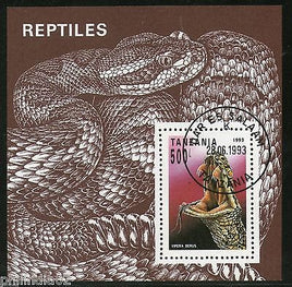 Tanzania 1993 Reptiles Snake Viper Berus Sc 1135 M/s Cancelled # 12695