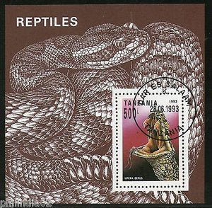 Tanzania 1993 Reptiles Snake Vipera Berus Sc 1135 M/s Cancelled ++ 12695