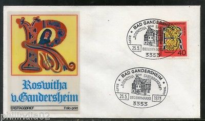 Germany 1973 Roswitha Poet Paintig Religion Sc 1117 Profile Cachet FDC # 13041