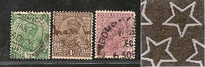 India 3 Diff KG V ½A 1A & 1A3p ERROR WMK - Multi Star Inverted Used as Scan 1561