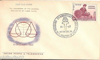 India 1963 E. Roosevelt Human Rights Phila-394 FDC