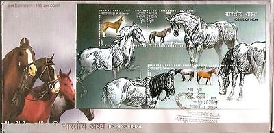 India 2009 Indigenous Horses of India Pet Animal Mammals M/s on FDC