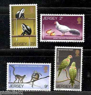 Jersey 1971 Parrot Bird Monkey Lemur Pheasant Wildlife Animal Sc 49-52 MNH #3448
