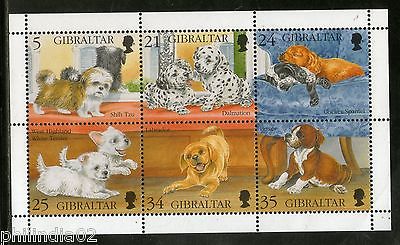 Gibraltar 1996 Puppies Dogs Domestic Pet Animals Sc 702 Sheetlet MNH # 12548