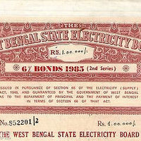 India 1985 West Bengal State Electricity Bonds 2nd Series Rs. 100000 # 10345O