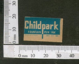 India Vintage Trade Label Childpark Fountain Pen Ink Label # 1516