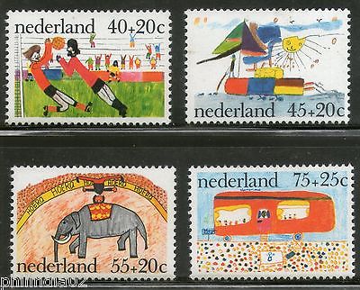 Netherlands 1976 Children’s Painting Soccer Elephant SailBoat Sc B527-30 MNH #1