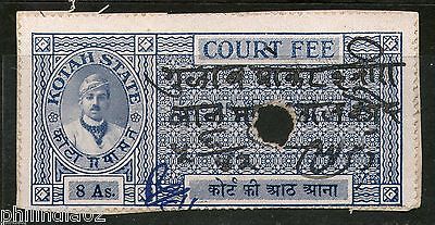 India Fiscal Kotah State 8As Type 30 KM 303 Court Fee Stamp Revenue # 4051A