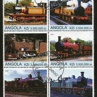 Angola 2000 Steam Locomotive Railway Transport Setenant BLK/6 Cancelled # 13488