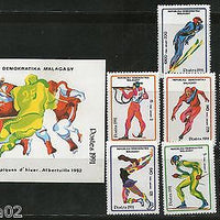 Malagasy 1991 Olympic Hockey Figure skating Skiing Sc 1037-44 M/s+7v MNH # 5125