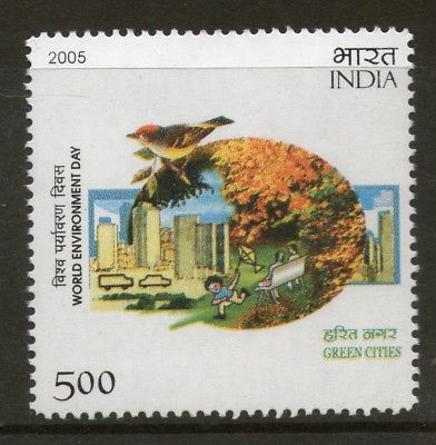 India 2005 World Environment Day Green Cities Phila-2129 MNH