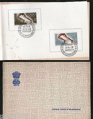 India 1968 XIX Olympic Games Mexico Phila-468a Cancelled VIP Folder # 7593