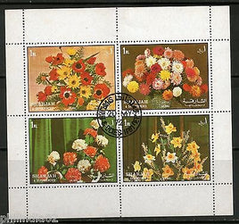 Sharjah - UAE 1972 Flower Bouquet Flora Plant Sheetlet Cancelled # 7692