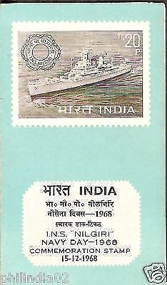India 1968 INS 'Nilgiri' Navy Day Ship Phila-475 Cancelled Folder
