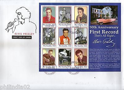 Gambia 2004 Elvis Presley First Music Record Sc 2886 Sheetlet on FDC # 10858