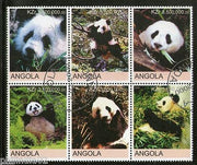 Angola 2000 Giant Panda Wild Life Animal Fauna Setenant BLK/6 Cancelled # 13503