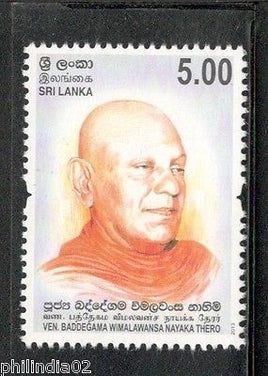 Sri Lanka 2013 Ven. Baddegama Wimalawansa Nayaka Thero Famous People MNH # 2862
