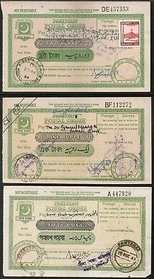 Pakistan 7 Different Postal order with additional stamps affixed used # 12575
