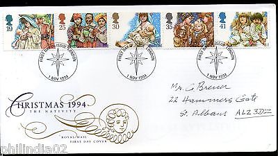 Great Britain 1994 Christmas Festival The Nativity Religion 5v FDC # 6687