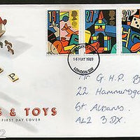Great Britain 1989 Children's Games & Toys Art Dice Paintings 4v FDC # 6962A