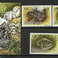 Slovenia 2010 Snakes Vipera aspis Reptiles Animals Wildlife M/s + 3v MNH # 2319