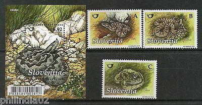 Slovenia 2010 Snakes Vipera aspis Reptiles Animals Wildlife M/s + 3v MNH # 2319