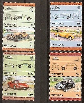 St. Lucia 1985 Motor Cars Automobile Transport 8v MNH # 3121