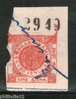 India Fiscal Sambhar Shamlat State 1An Type 10 KM 101 Revenue Stamp # 3339