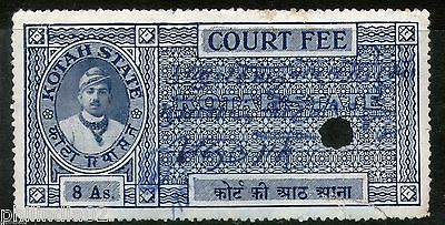 India Fiscal Kotah State 8As Type 30 KM 303 Court Fee Stamp Revenue # 4051E