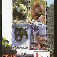 St. Vincent  2005 Panda Monkey Bear Deer Wildlife Animals M/s Sc 3485 MNH #13304