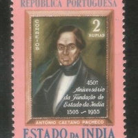 Portuguese India 1956 Antonio Caetano Pacheco Portrait Sc 550 1v MH # 1112A