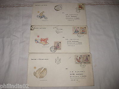 Czechoslovakia 1986 Toys UNICEF Child Survival set of 3 FDCs to India # 18414