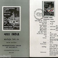 India 1972 International Union of Railway Phila-549 Cancelled Folder