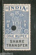 India Fiscal 1958´s Re.1 Share Transfer Revenue Stamp # 4096A