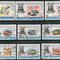 Ajman 1965 Wild Life Birds Fish Eagle Reptiles Sc C1-9 Air Mail Cancelled #5724A