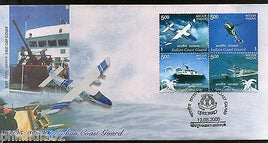 India 2008 Indian Coast Guard Ship Hovercraft Helicopter Setenant Phila-2380 FDC