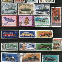 Russia USSR 25 Diff. Transport Series Steam Locomotive Ship Car Aeroplane Used Stamps # 5231