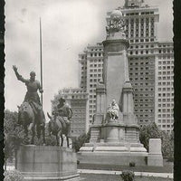 Spain 1954 Madrid Cerventes Monument View Picture Post Card to Finland #181