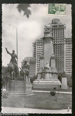 Spain 1954 Madrid Cerventes Monument View Picture Post Card to Finland #181