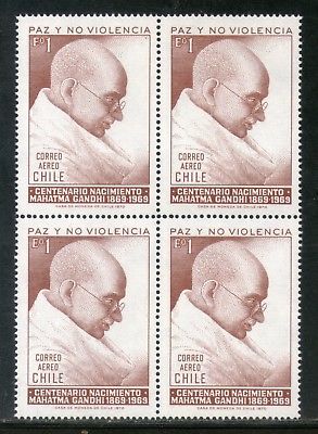 Chile 1969 Mahatma Gandhi of India Apostle of Non Violence BLK/4 MNH # 1544B