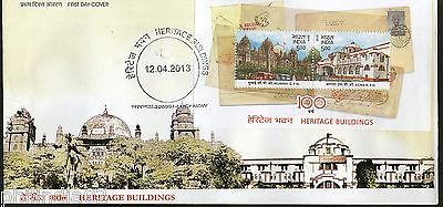 India 2013 Heritage Buildings - Mumbai GPO & Agra HPO Architecture M/s on FDC