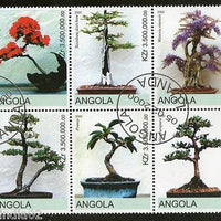 Angola 2000 Bonsai Tree Plant Flower Orchid Flora Setenant BLK/6 Cancelled#13497